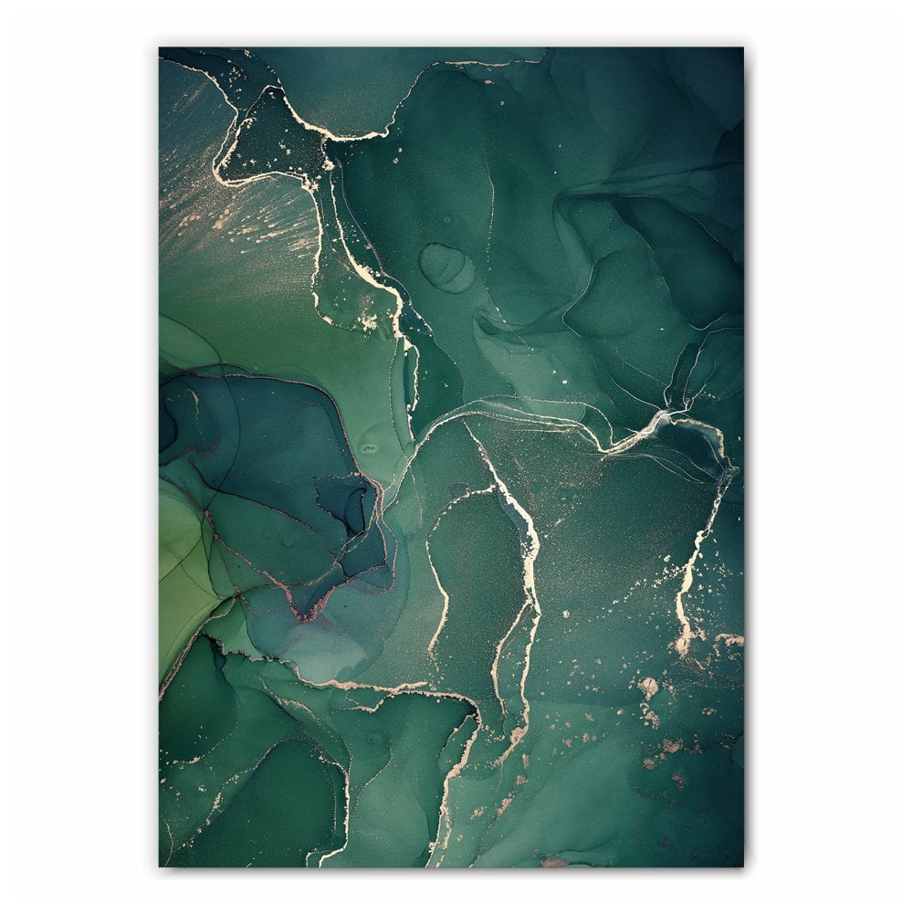 Green and Gold Abstract Print