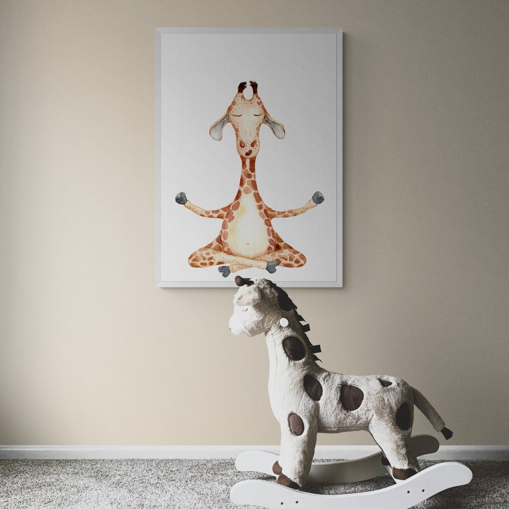 Giraffe Nursery Print in white frame