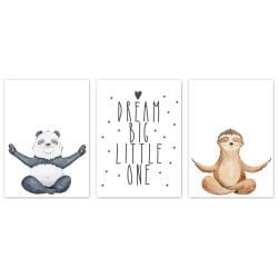 Panda and Sloth Nursery Print Set of 3