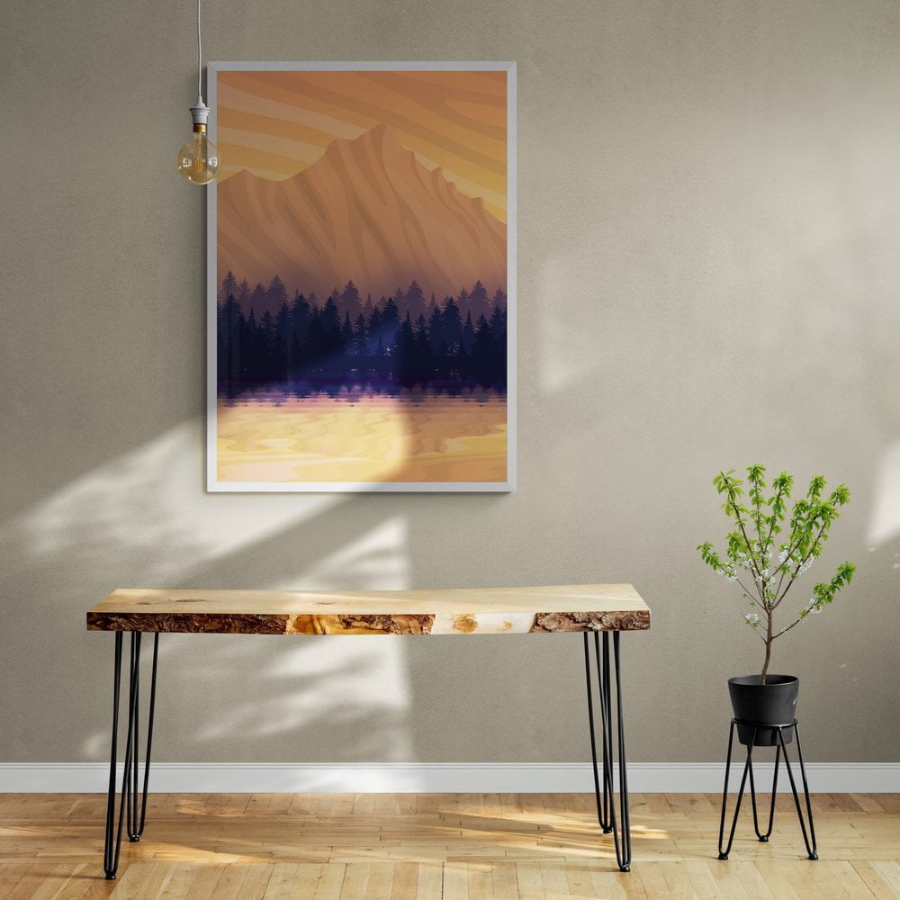 Mountain Lake Art Print in white frame