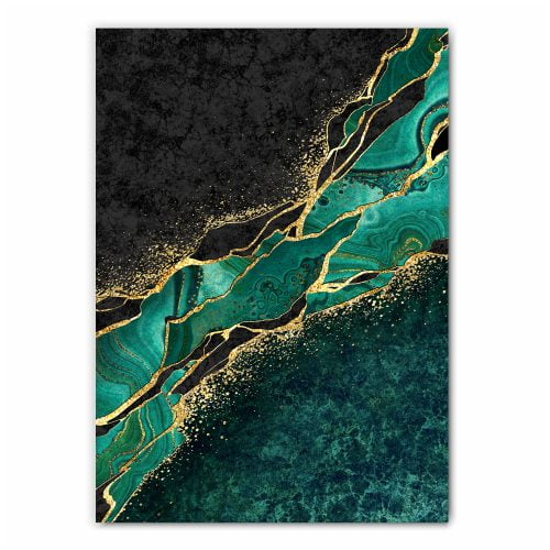 Green and Black Abstract Print