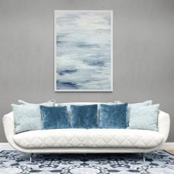 Light Blue Watercolour Abstract Print in white frame