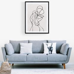Female Figure Line Art Print in black frame with mount