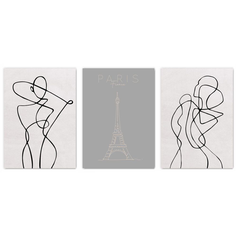Paris Line Art Print Set of 3