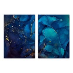 Blue Marble Abstract Print Set of 2