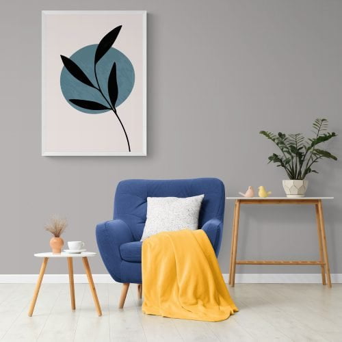 Abstract Leaf Silhouette Print in white frame