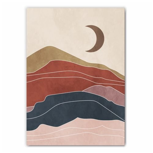 Pink Moon and Hills Print