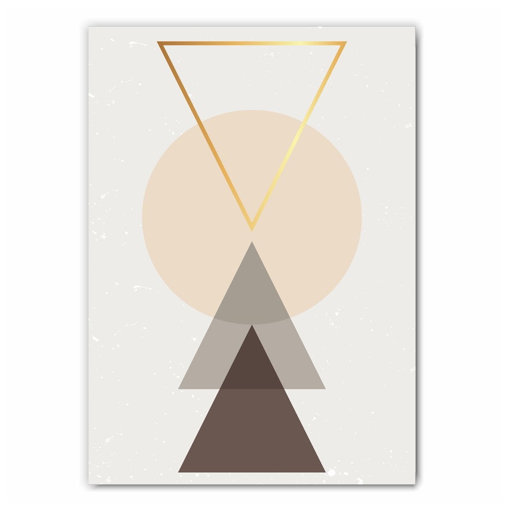 Neutral Geometric Triangle Art Print