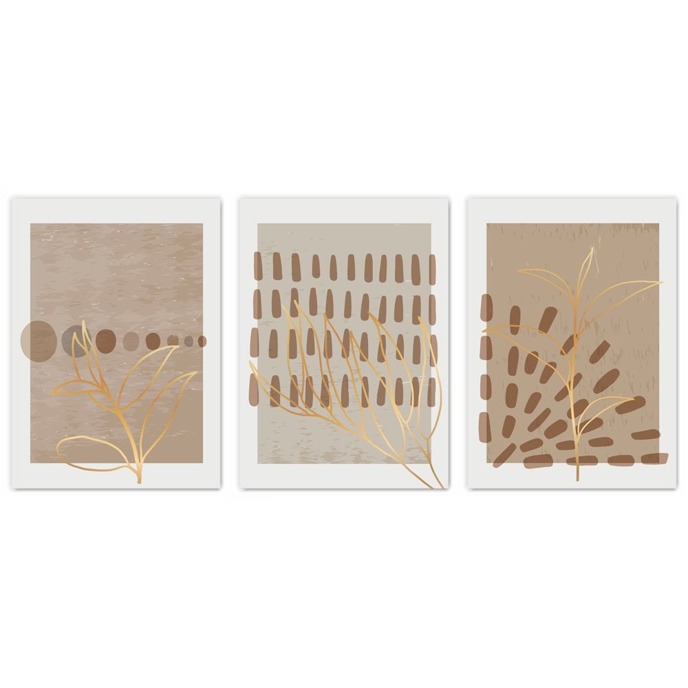 Neutral Abstract Botanical Print Set of 3