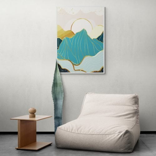 Scandinavian Mountains Art Print in white frame