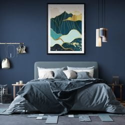 Nordic Mountains Art Print in black frame with mount