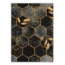 Black and Gold Hexagon Abstract Print