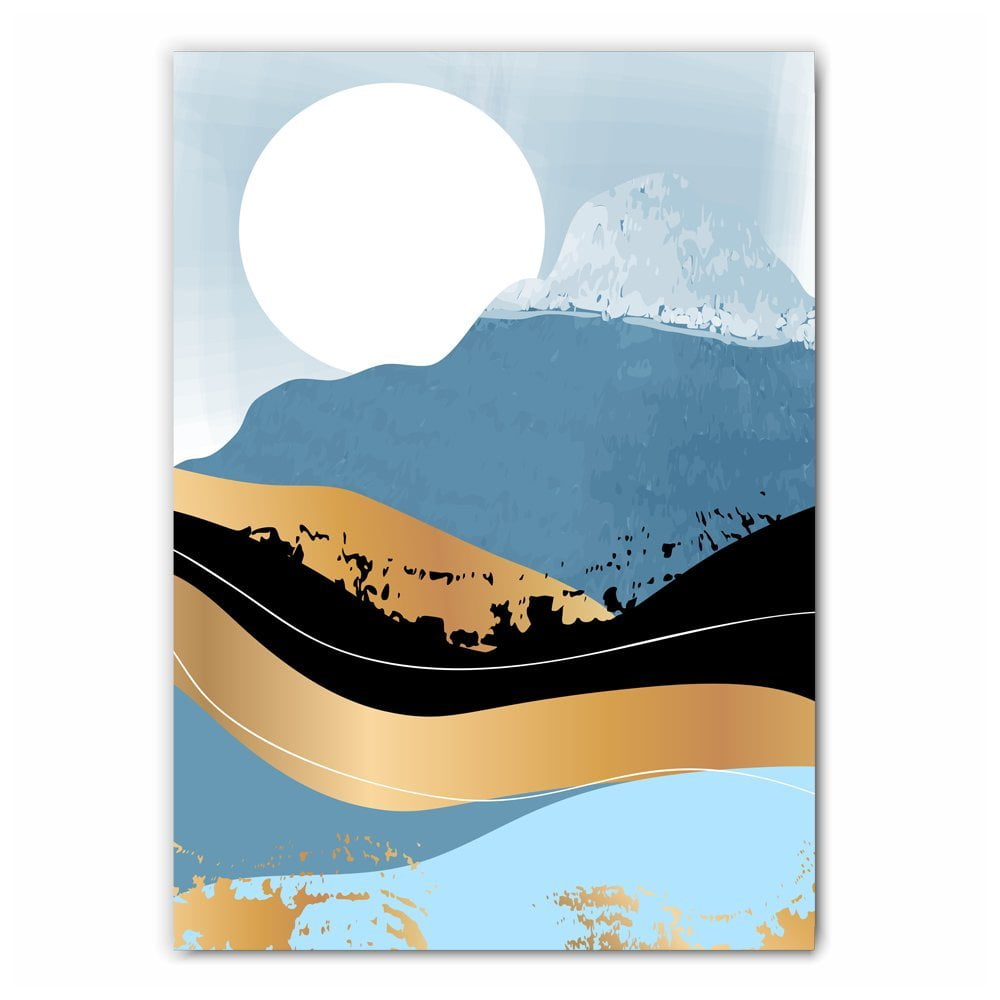 Moon and Mountains Abstract Print