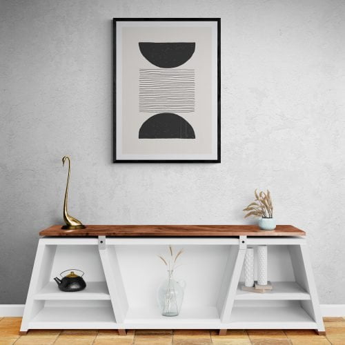 Abstract Geometric Art Print in black frame with mount