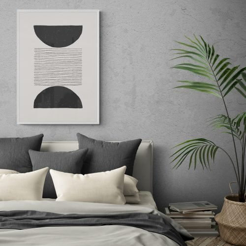 Abstract Geometric Art Print in white frame