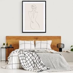 Female Sitting Line Art Print in black frame with mount