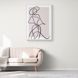 Dusky Pink Woman Line Art Print in white frame