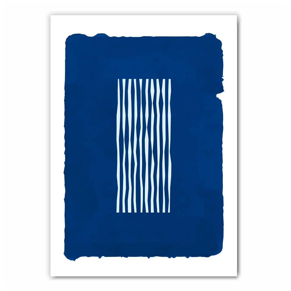 Blue and White Abstract Print