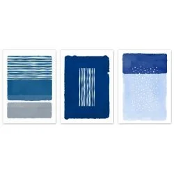 Abstract Blue and Grey Print Set of 3