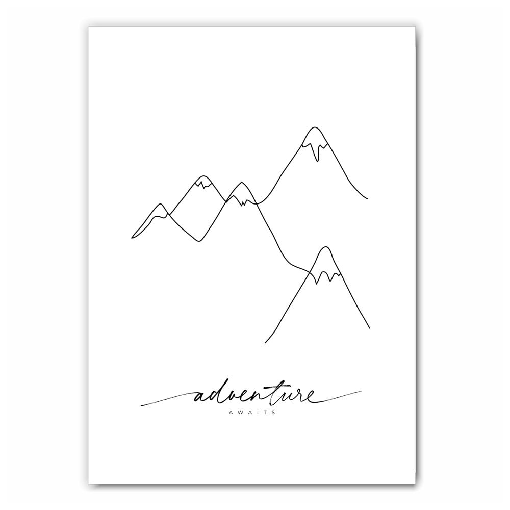 Adventure Awaits Mountains Line Art Print