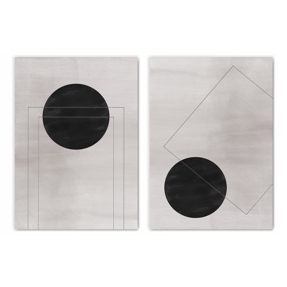 Minimalist Grey Shapes Print Set of 2