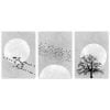 Grey Moon Silhouette Print Set Of 3