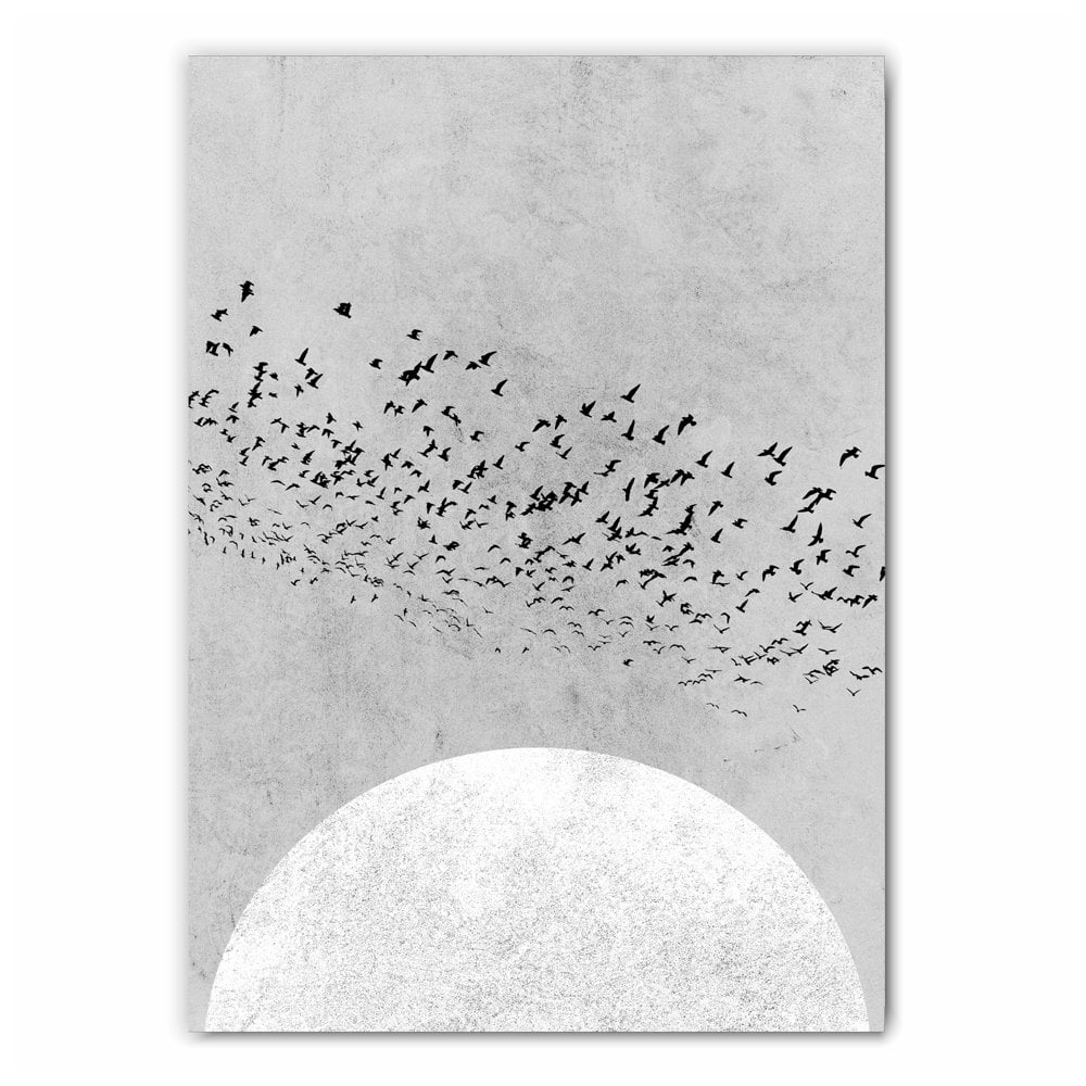 Grey Moon Silhouette Print Set - 2