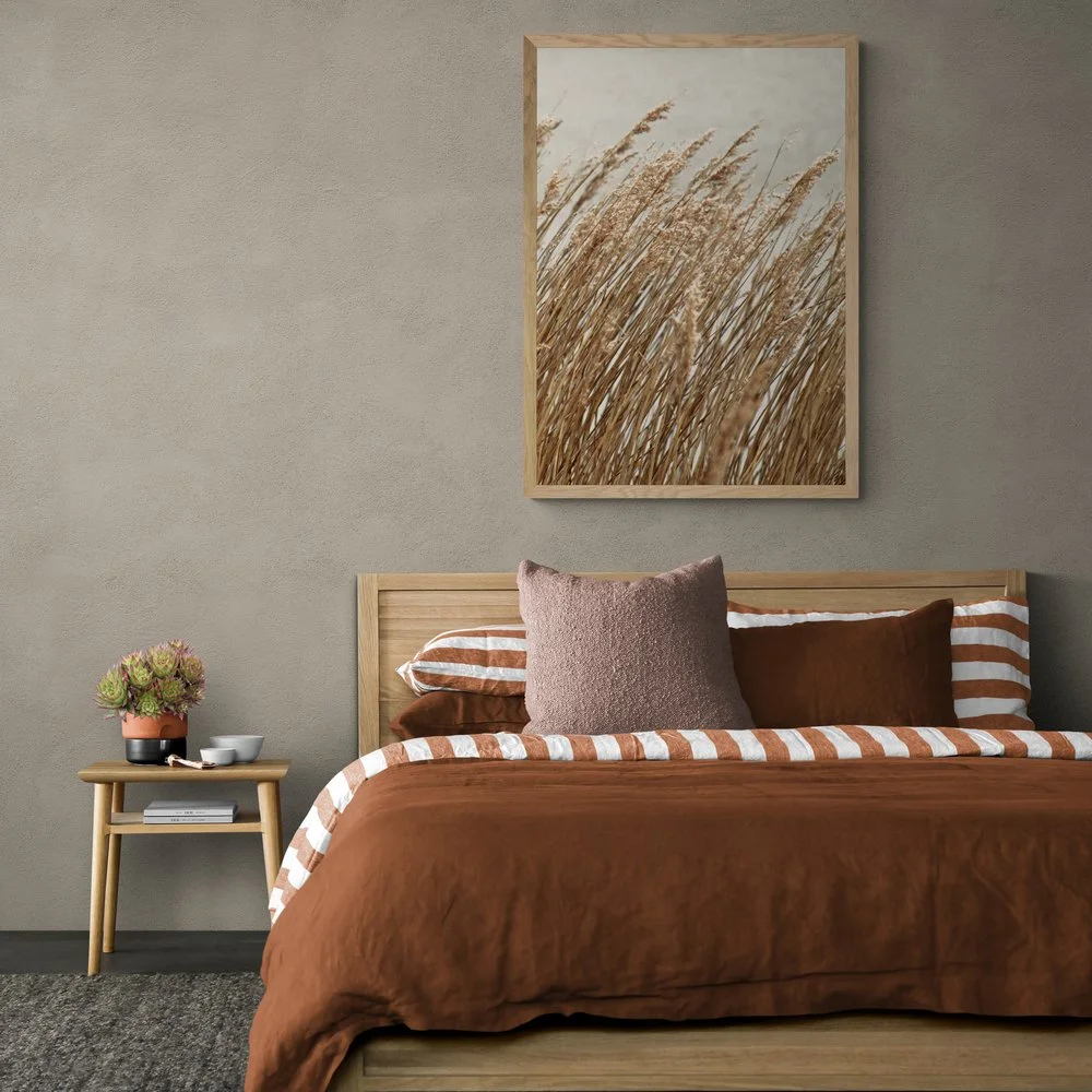 Wheat Field Photography Print in natural wood frame