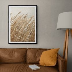 Wheat Field Photography Print in black frame with mount