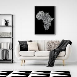 Africa Fingerprint Map Print in white frame