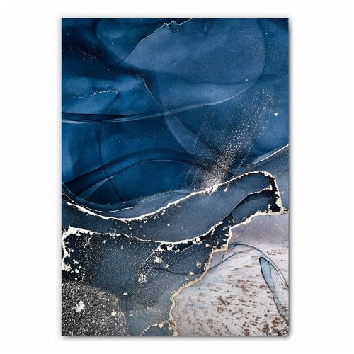 Abstract Blue Marble Print Set - 2