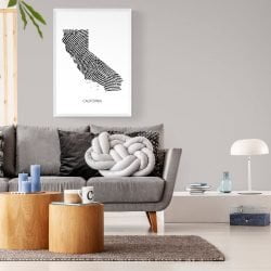 California Map Fingerprint Print in white frame
