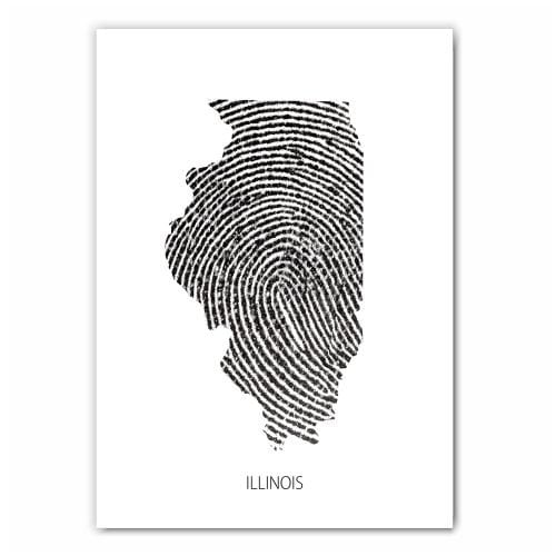 Illinois Map Fingerprint Print