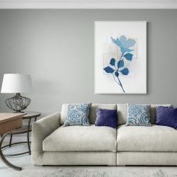 Blue Flower Art Print in white frame