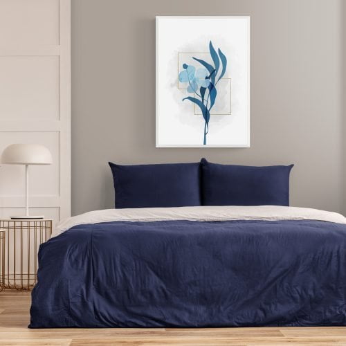 Blue Flower Wall Art Print in white frame