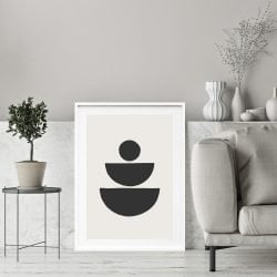 Circle Fountain Art Print in White Frame with Mount