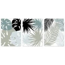 Abstract Tropical Leaves Print Set of 3