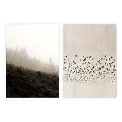 Neutral Mountains and Birds Print Set of 2