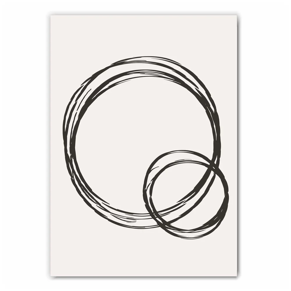 Black Rings Line Art Print Set - 3