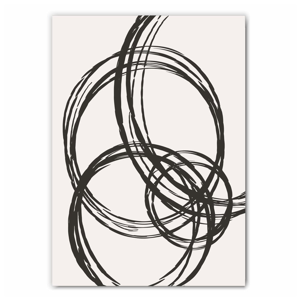 Swirling Black Line Art Print Set - 1