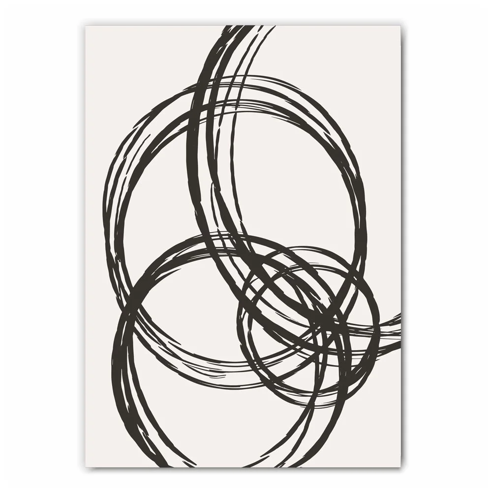 Linked Black Circles Line Art Print