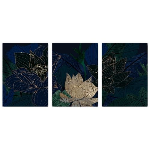 Abstract Flowers Print Set of 3