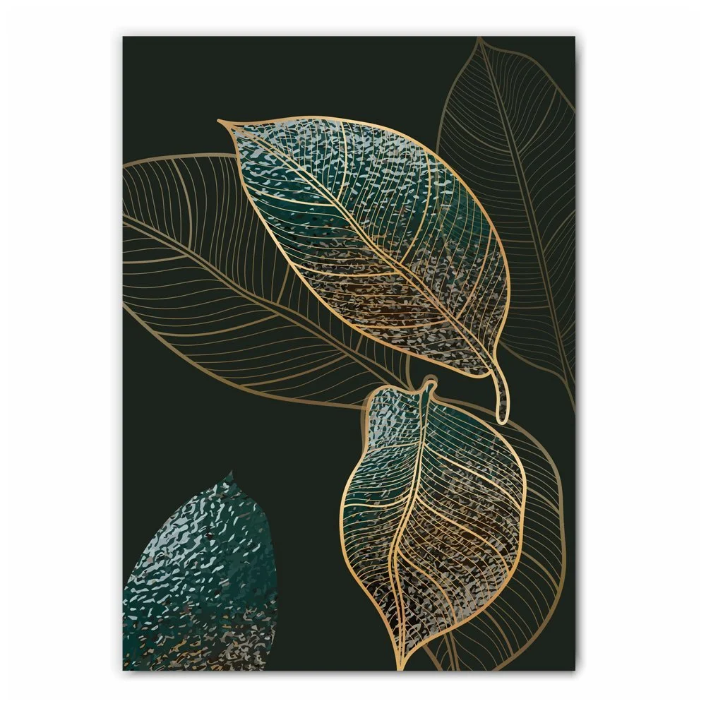 Abstract Gold Leaf Print Set - 3