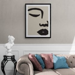Abstract Female Face Print in black frame with mount