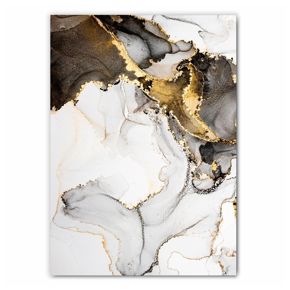 Abstract Gold Marble Print Set - 1