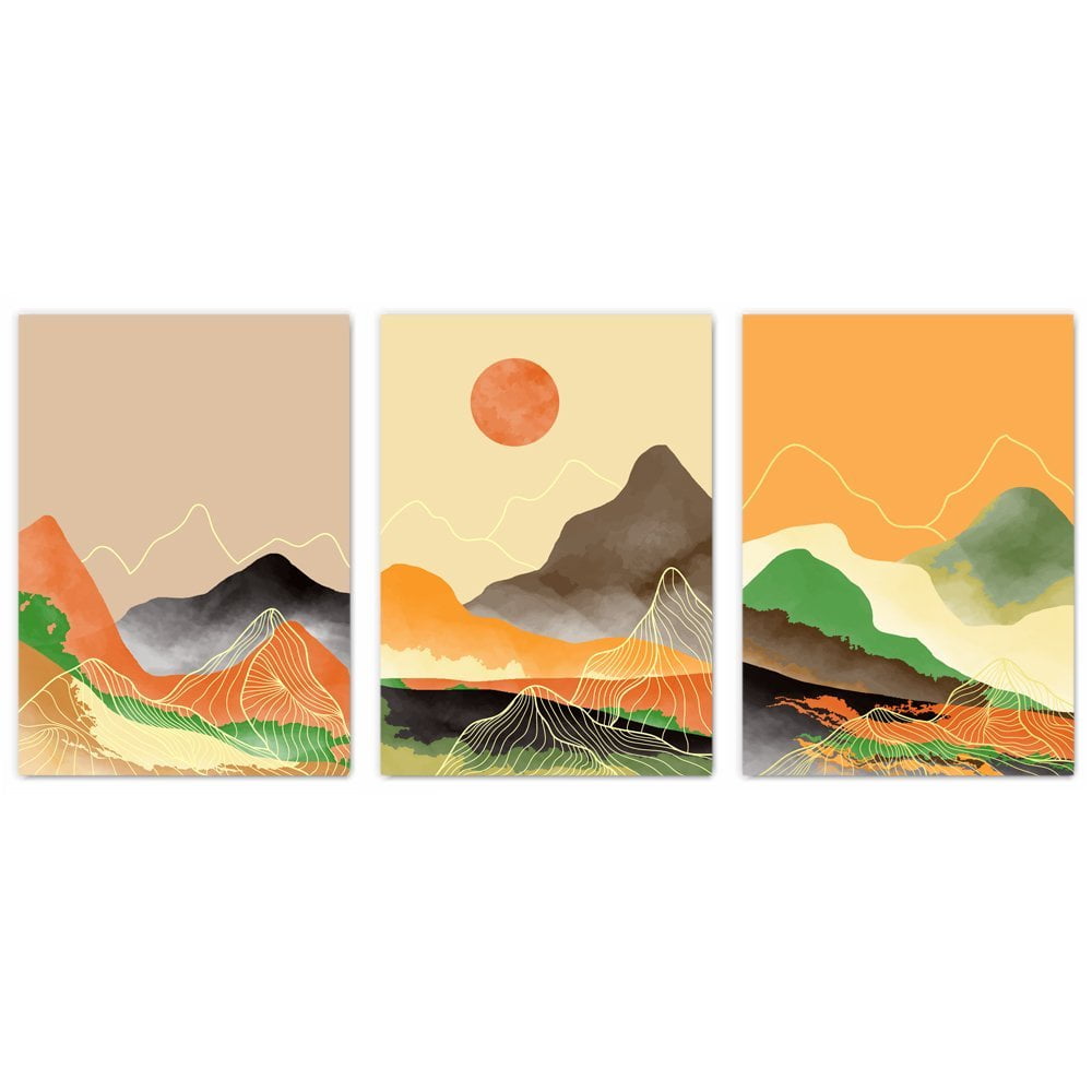 Abstract Mountain Tops Print Set of 3