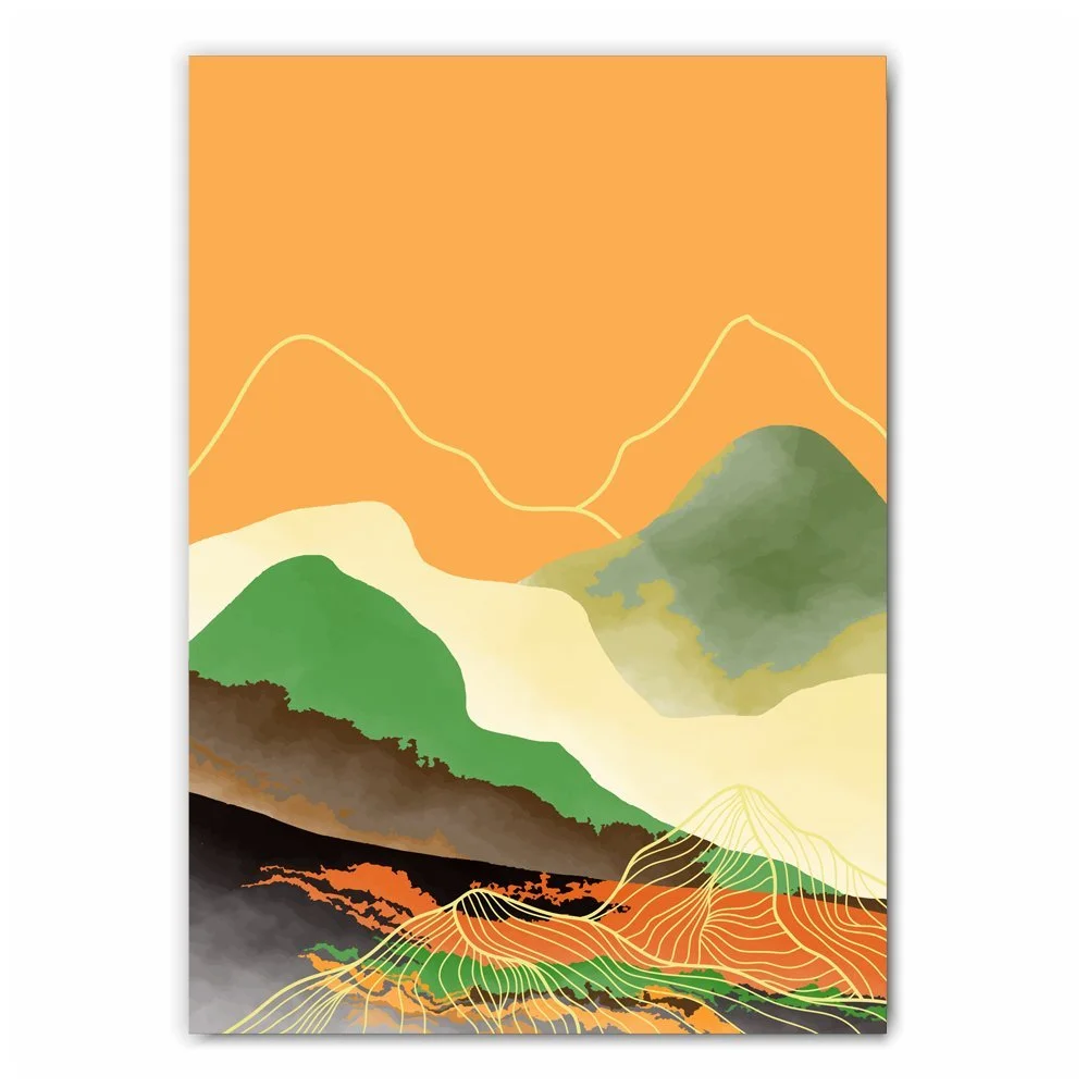 Abstract Mountain Tops Print Set - 3