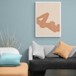 Lying Nude Woman Art Print in white frame