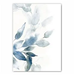 Blue Watercolour Leaves Art Print
