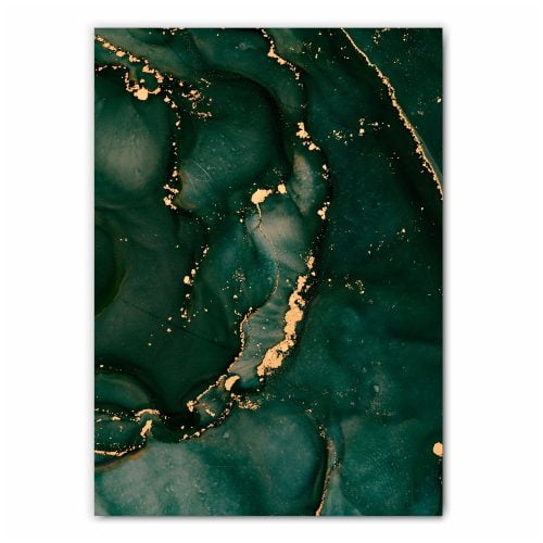 Emerald Green and Gold Abstract Print Set - 1